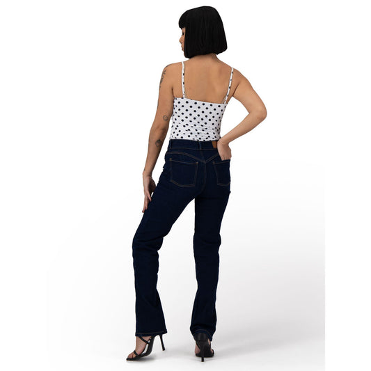 Jeans rectos mujer Magic Pomp azul oscuro - espalda