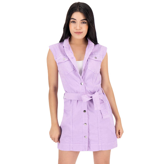Vestido mujer casual lila - espalda