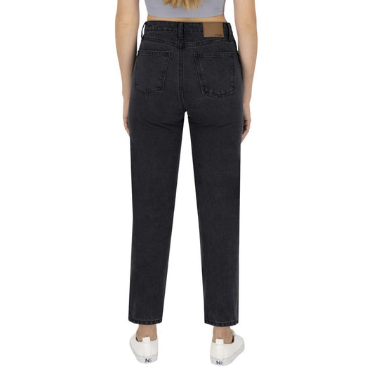 Jeans mom mujer gris rígida - espalda