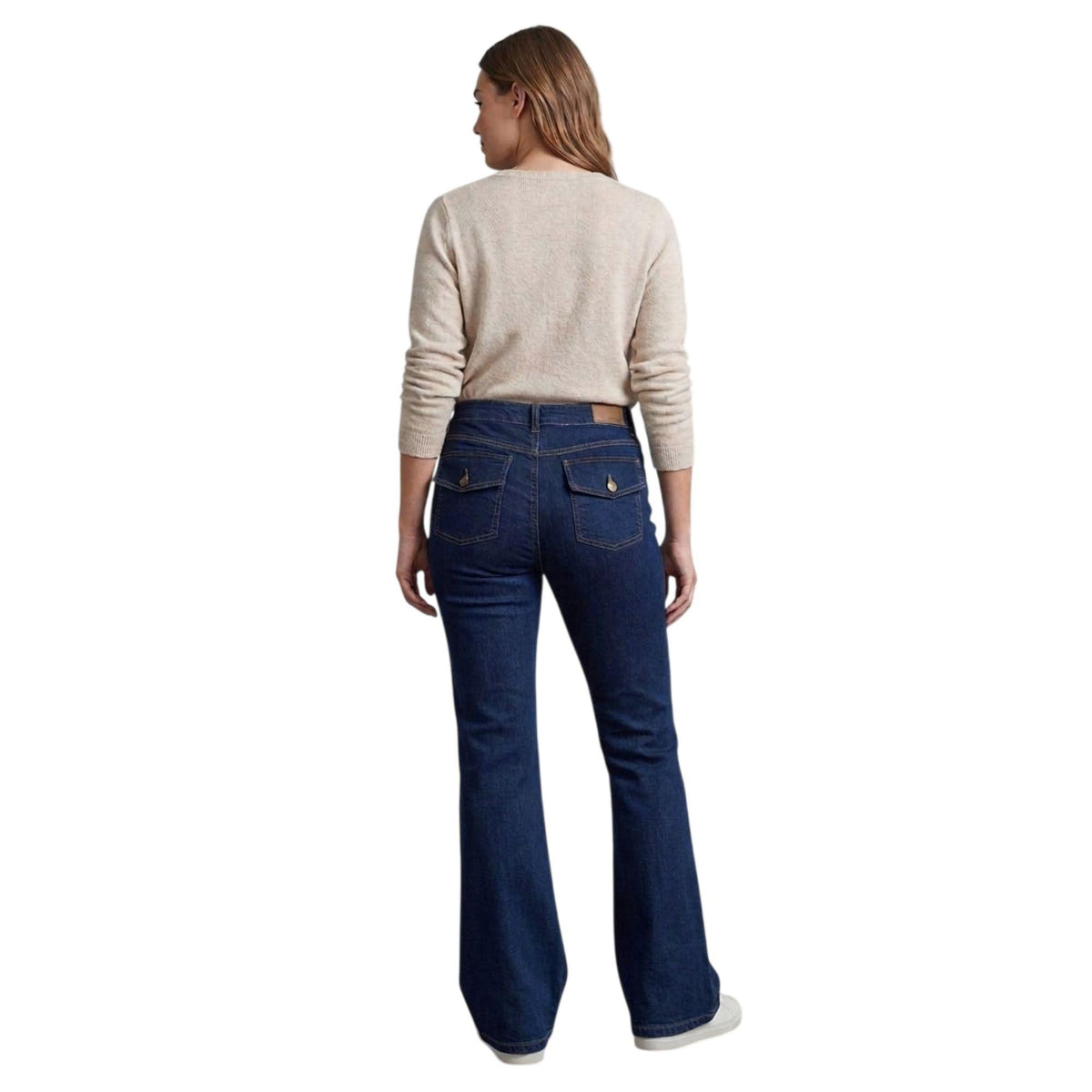 Jeans bootcut mujer azul - lateral