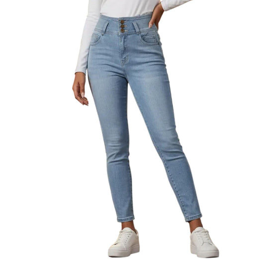 Jeans skinny Corazón mujer azul deslavado - espalda