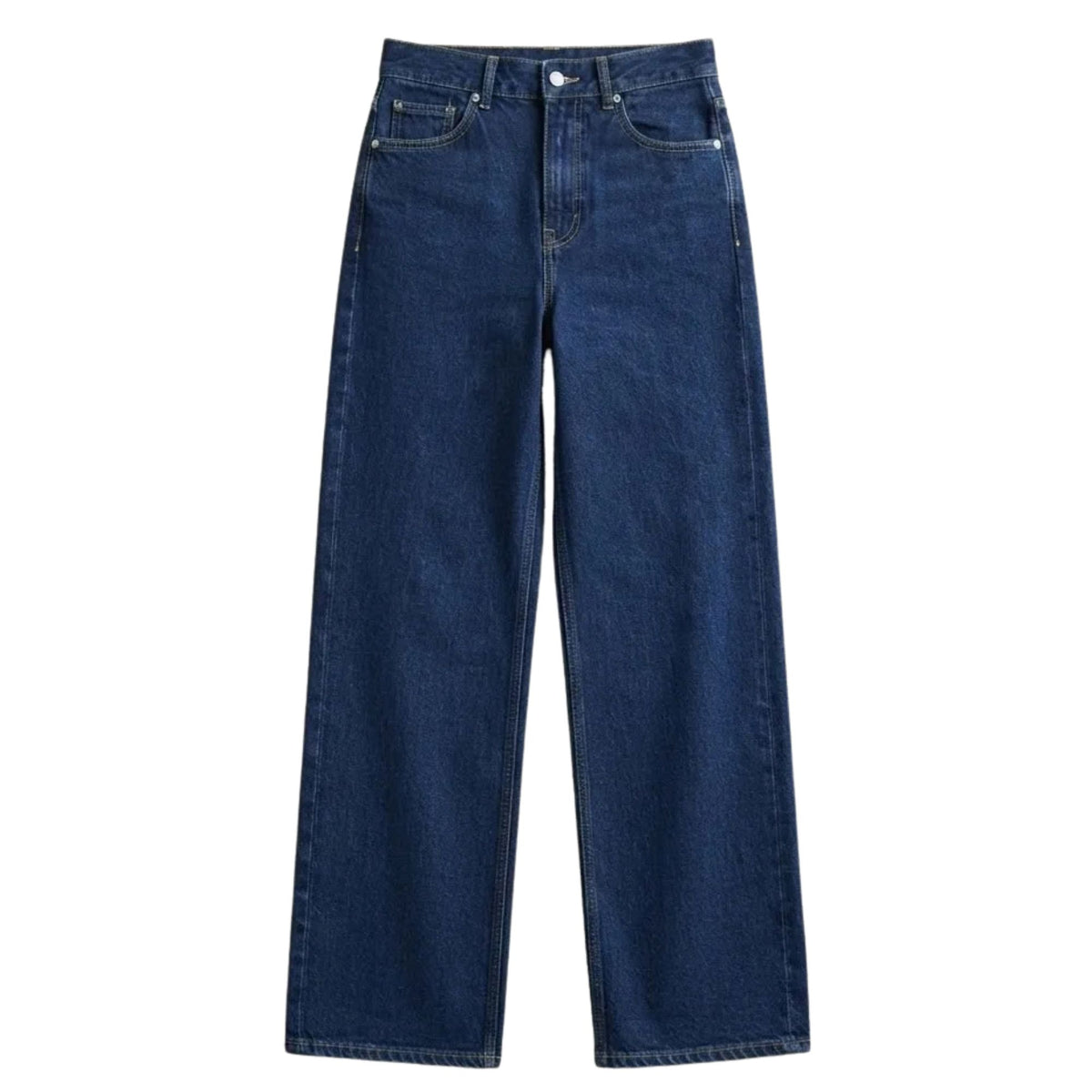 Jeans Pierna Amplia Mujer Azul Oscuro