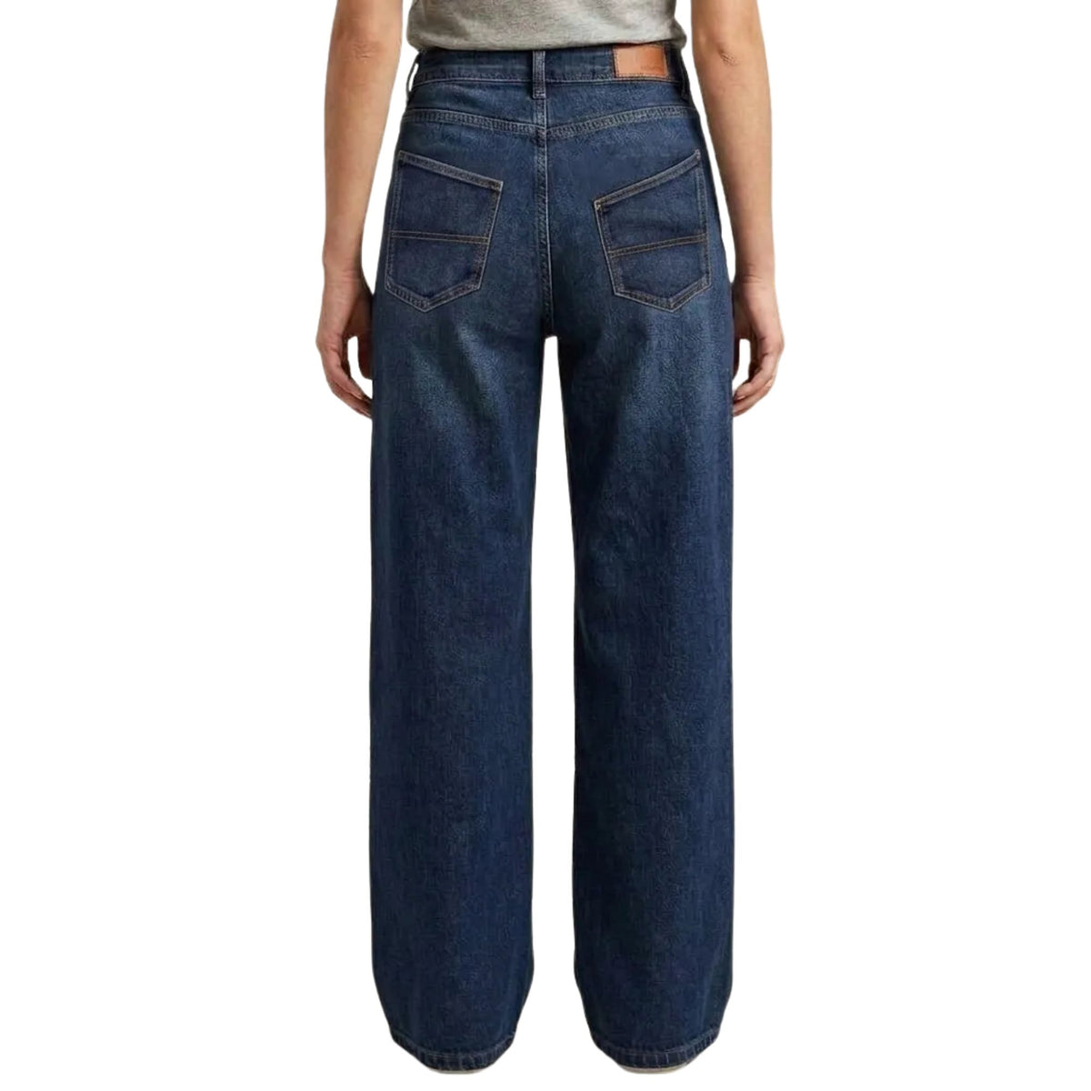 Jeans pierna amplia mujer azul deslavado - piernas por detrás