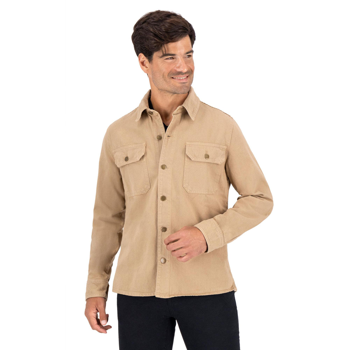 Chamarra sobrecamisa hombre marrón - bolsas