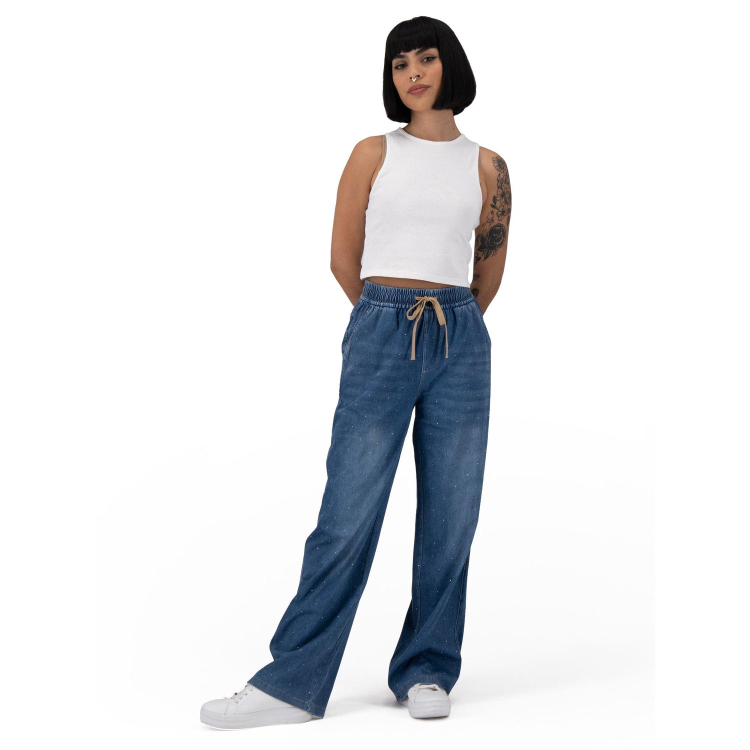Pantal�n Pierna Amplia Mujer Mezclilla G83209 - Azul, 7 image