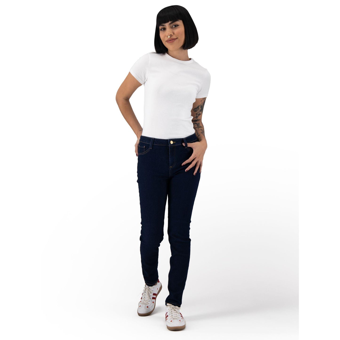 Jeans skinny mujer Justo A Tu Medida azul oscuro - espalda