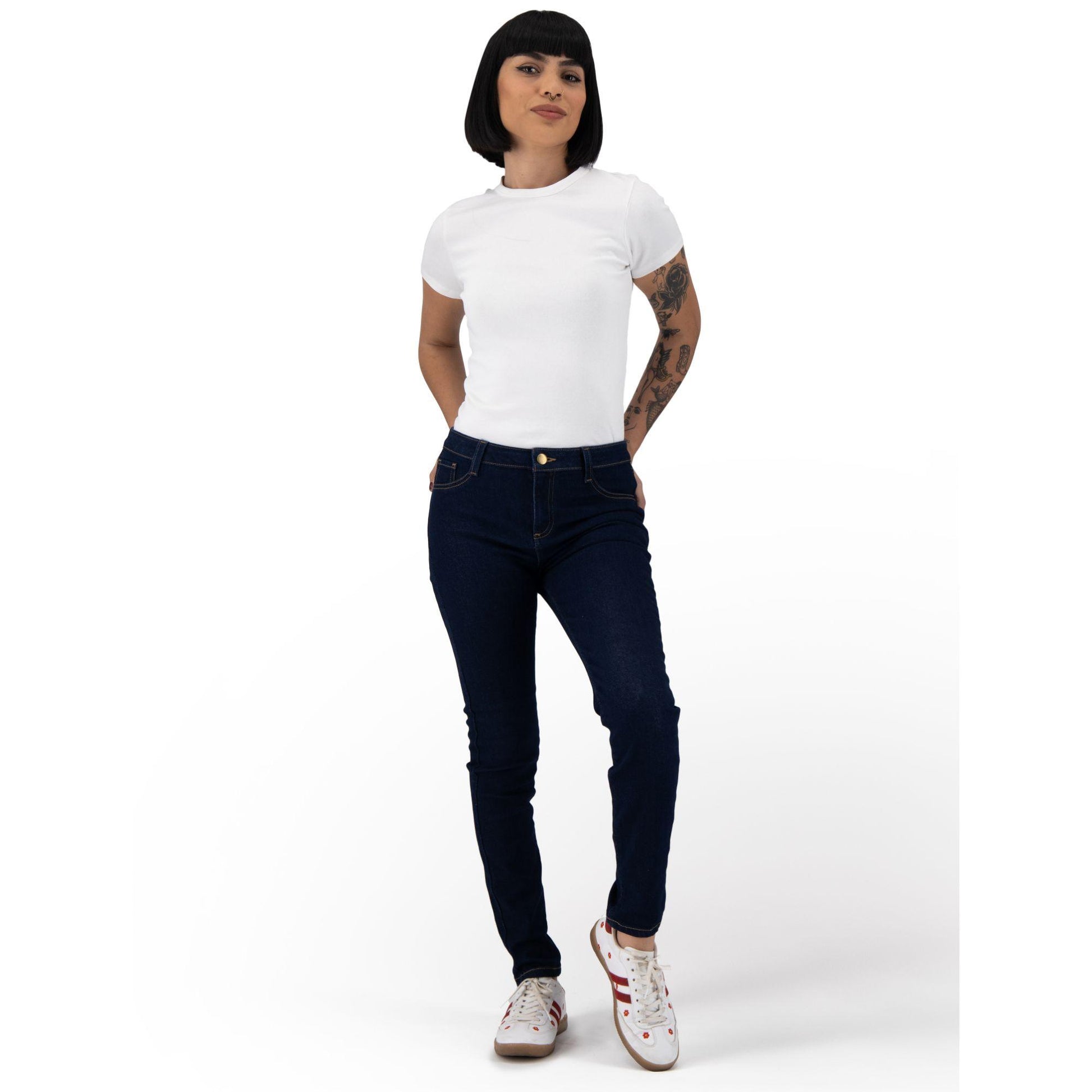 Jeans skinny mujer Justo A Tu Medida azul oscuro - frente