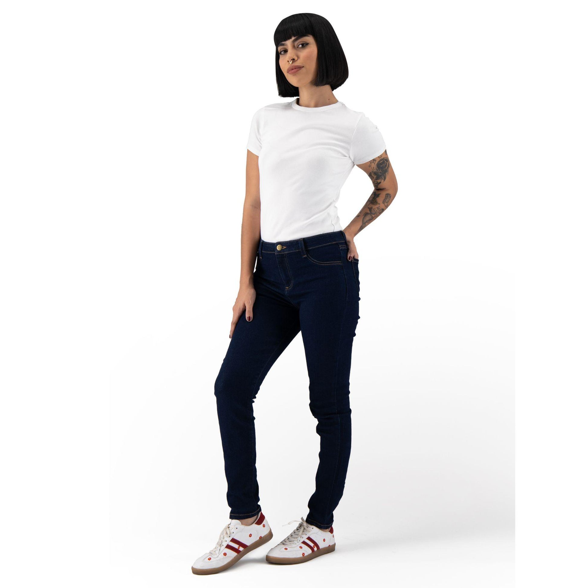 Jeans skinny mujer Justo A Tu Medida azul oscuro - detalle