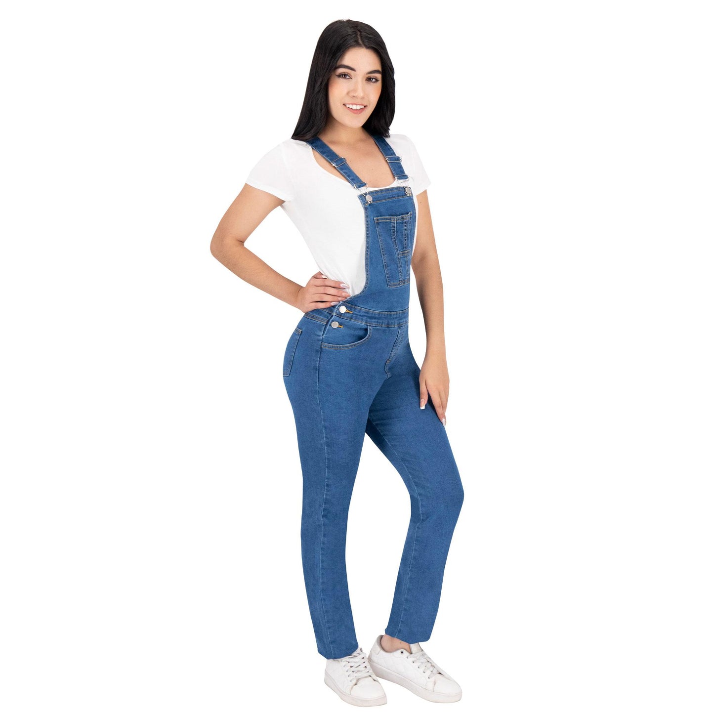Overol mujer recto mezclilla azul - detalle