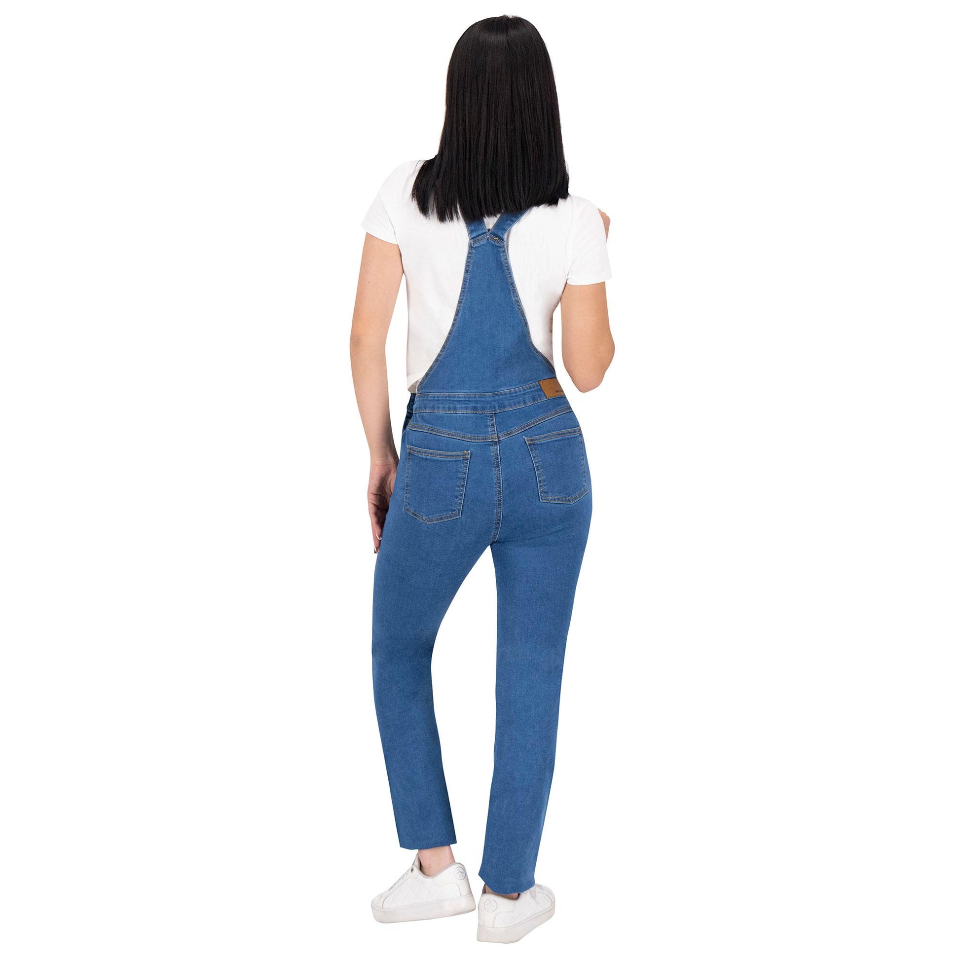 Overol mujer recto mezclilla azul - lateral