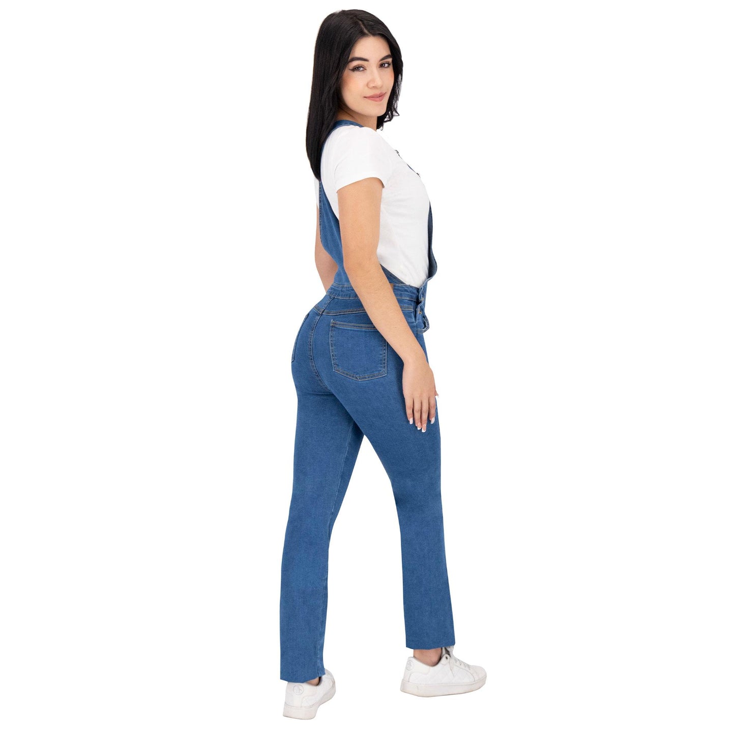 Overol mujer recto mezclilla azul - bolsas