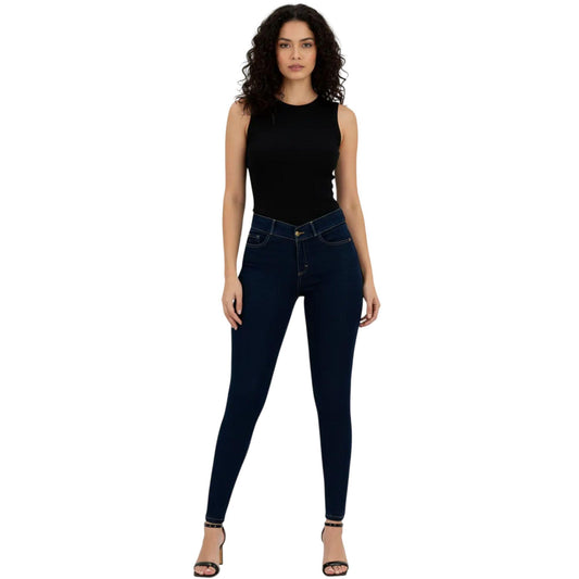 Jeans skinny mujer Magic Pomp azul oscuro - frente