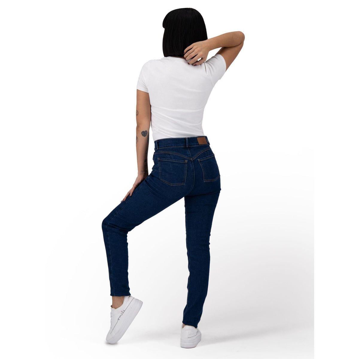 Jeans skinny mujer Magic Pomp azul medio - detalle