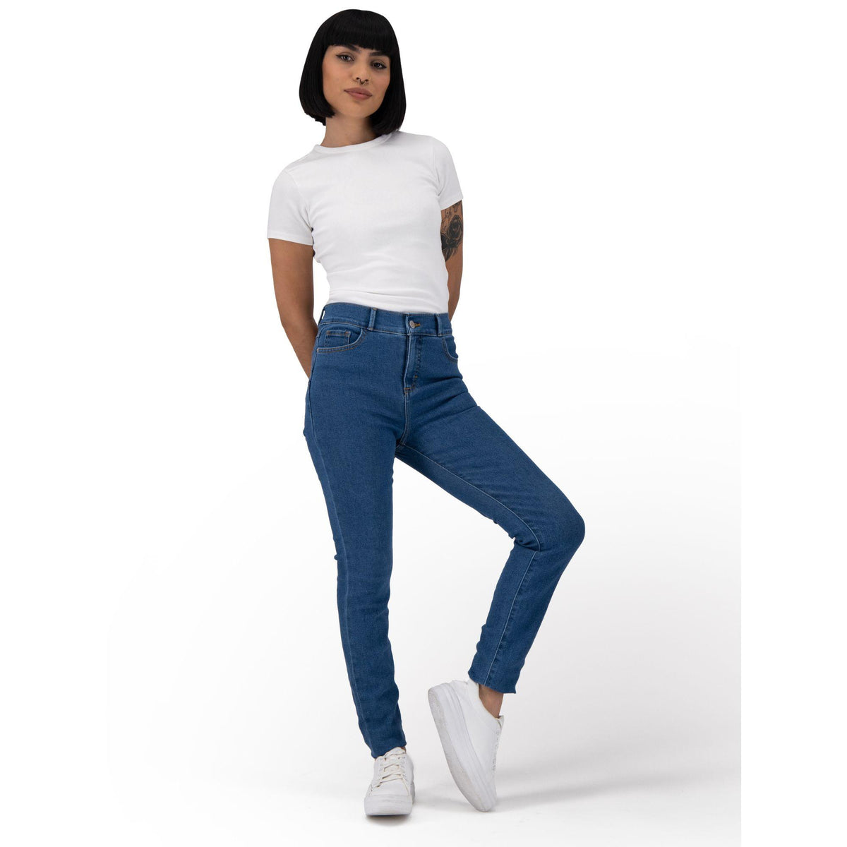 Jeans skinny mujer Magic Pomp azul claro - frente