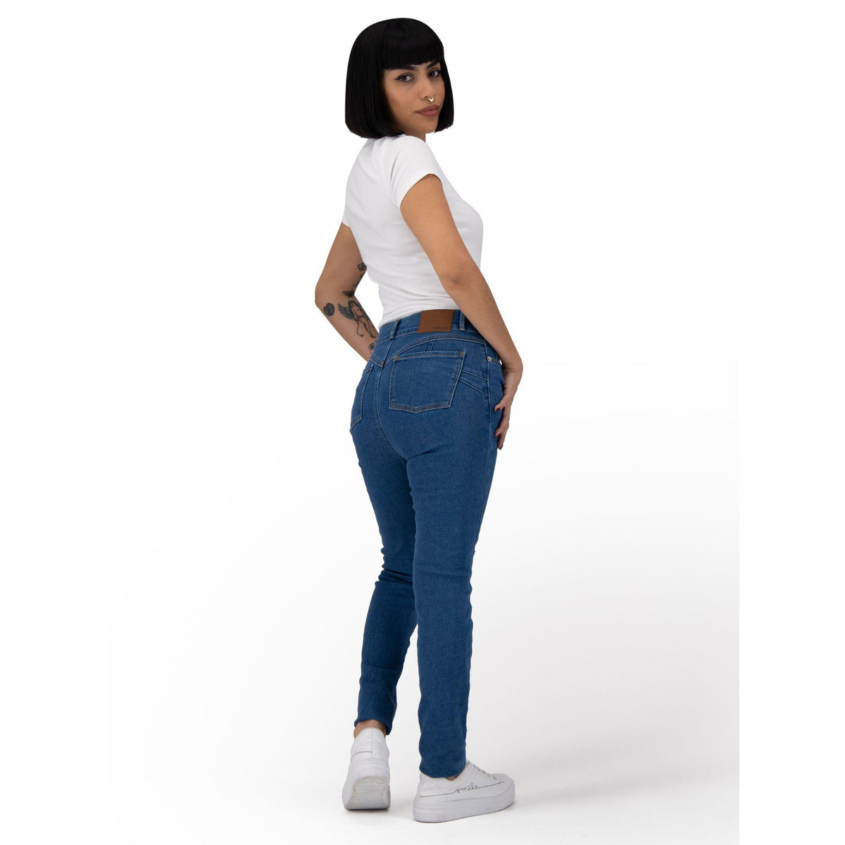 Jeans skinny mujer Magic Pomp azul claro - lateral
