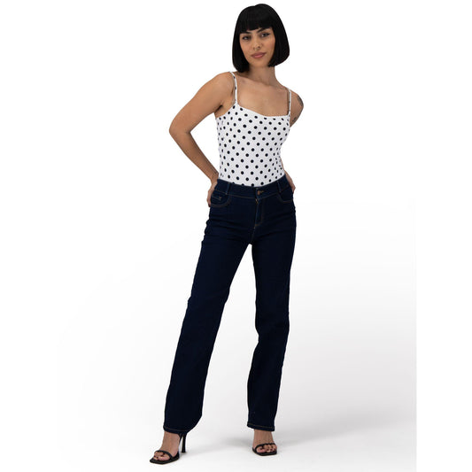 Jeans rectos mujer Magic Pomp azul oscuro - frente
