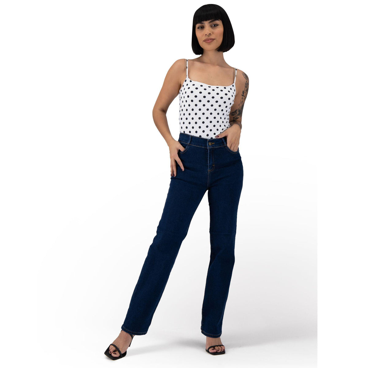 Jeans rectos mujer Magic Pomp azul medio