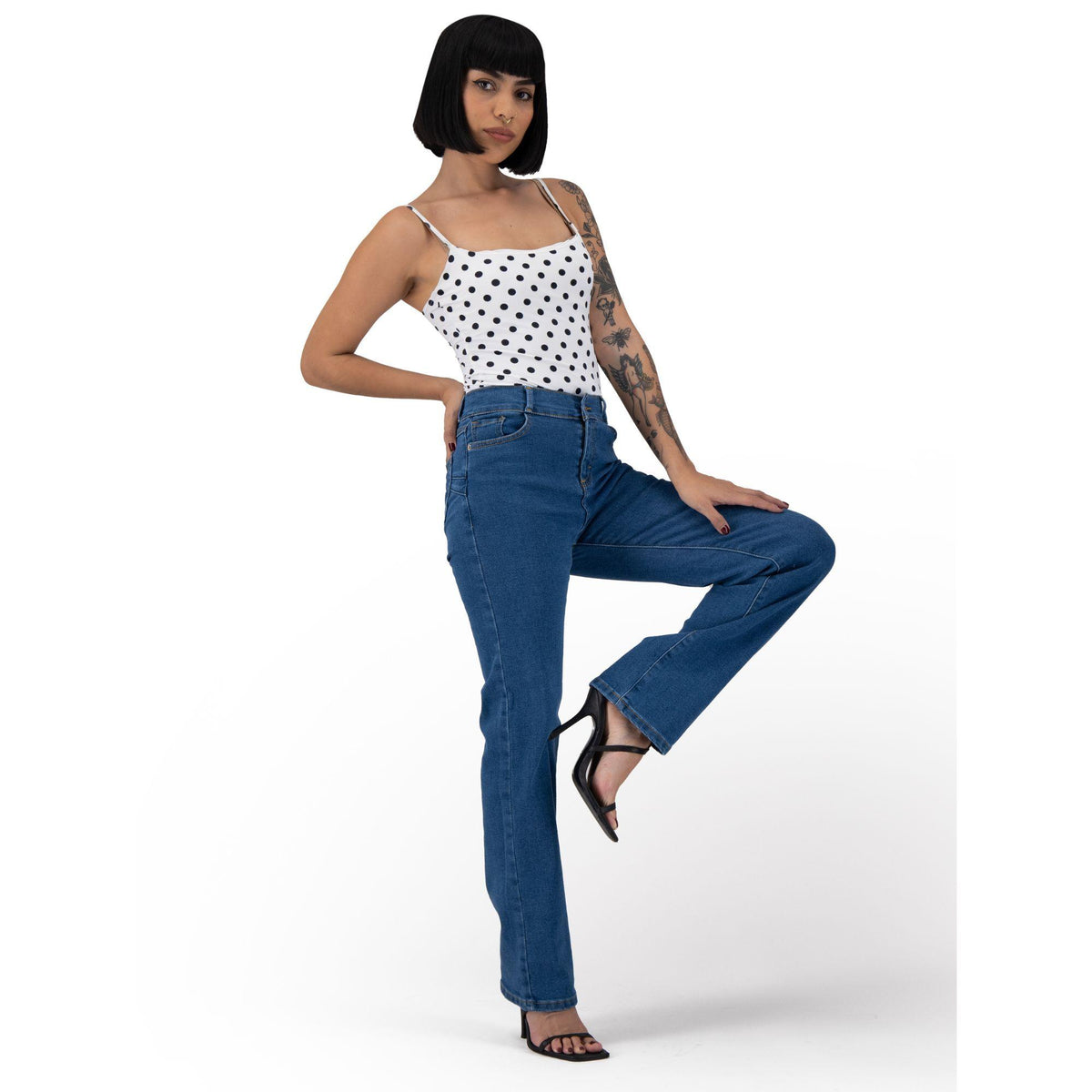 Jeans rectos mujer Magic Pomp azul claro - detalle