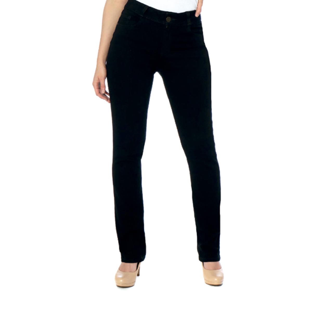 Jeans rectos mujer Magic Pomp negro - frente
