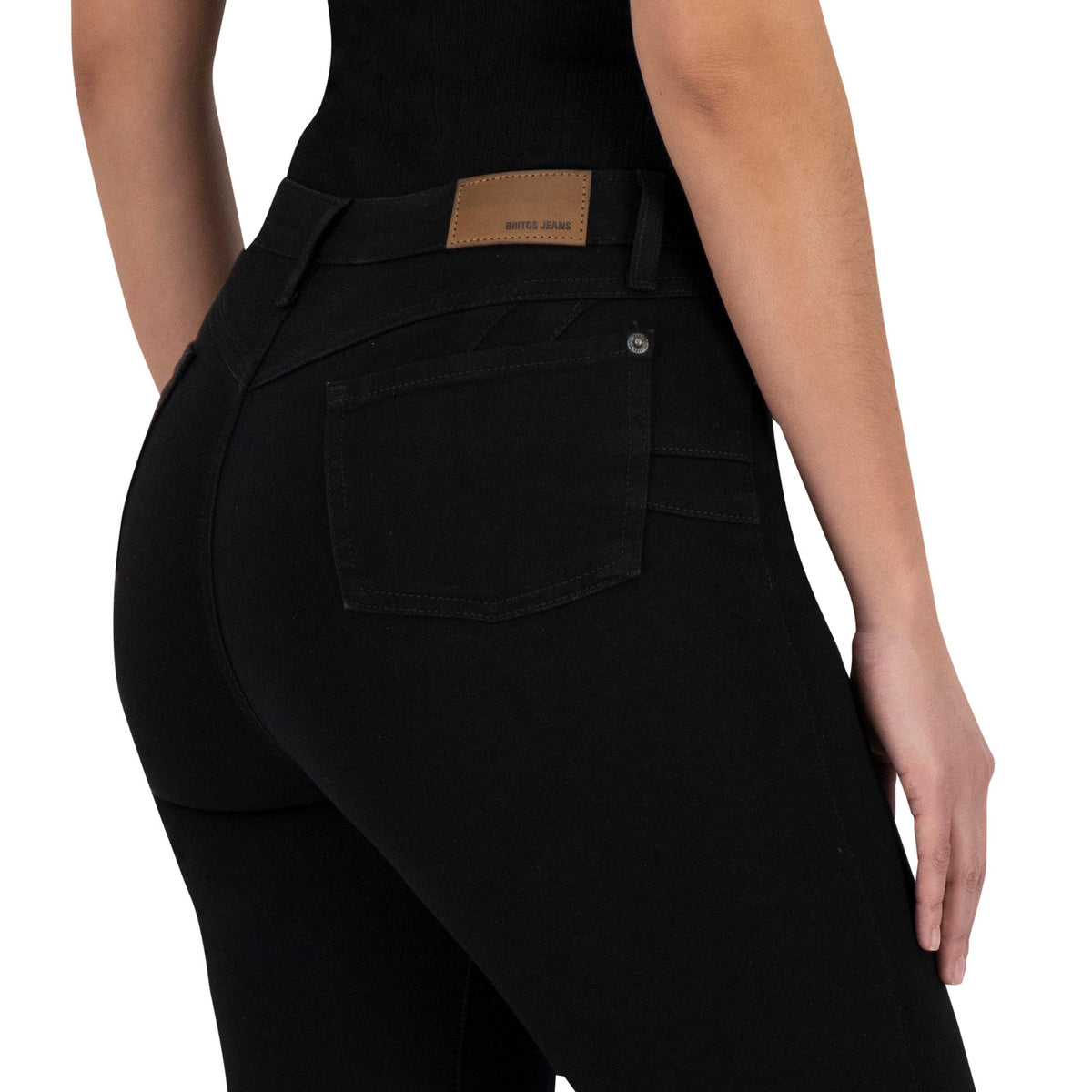 Jeans skinny mujer Magic Pomp negro - espalda