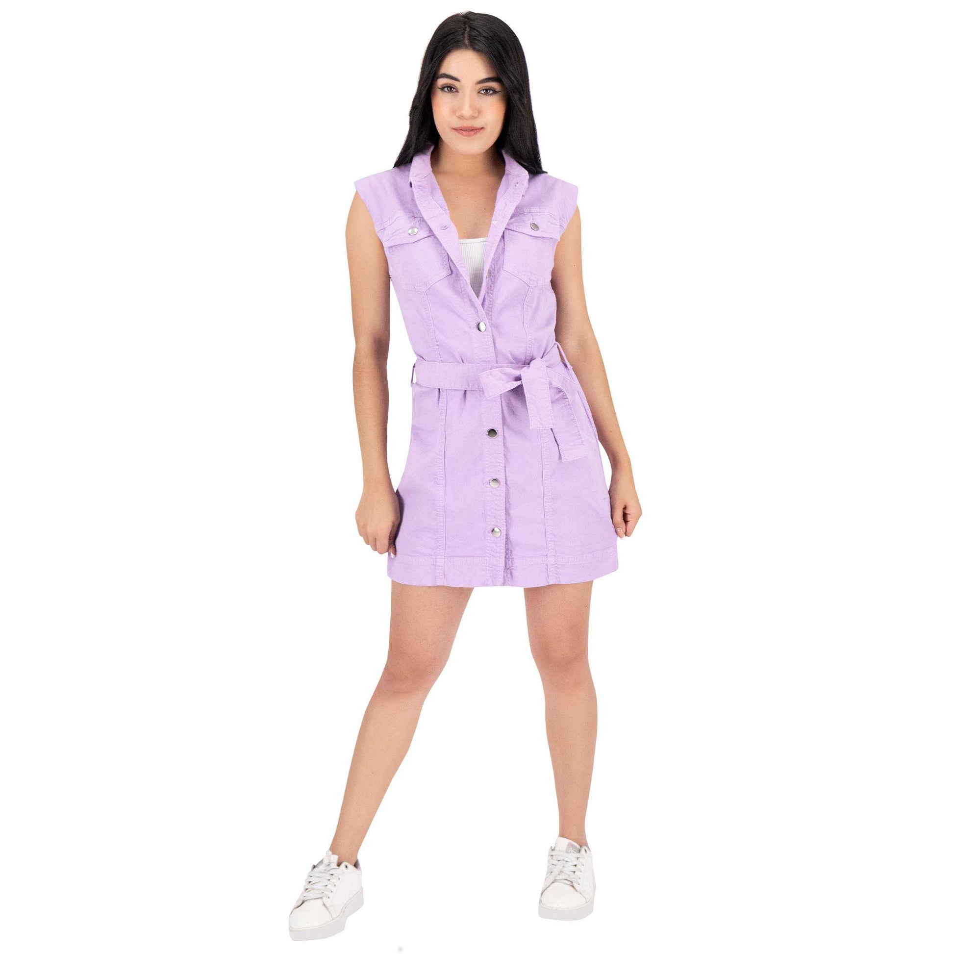 Vestido mujer casual lila - lateral