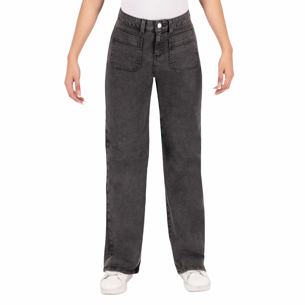 Jeans mom pierna amplia mujer negro - espalda