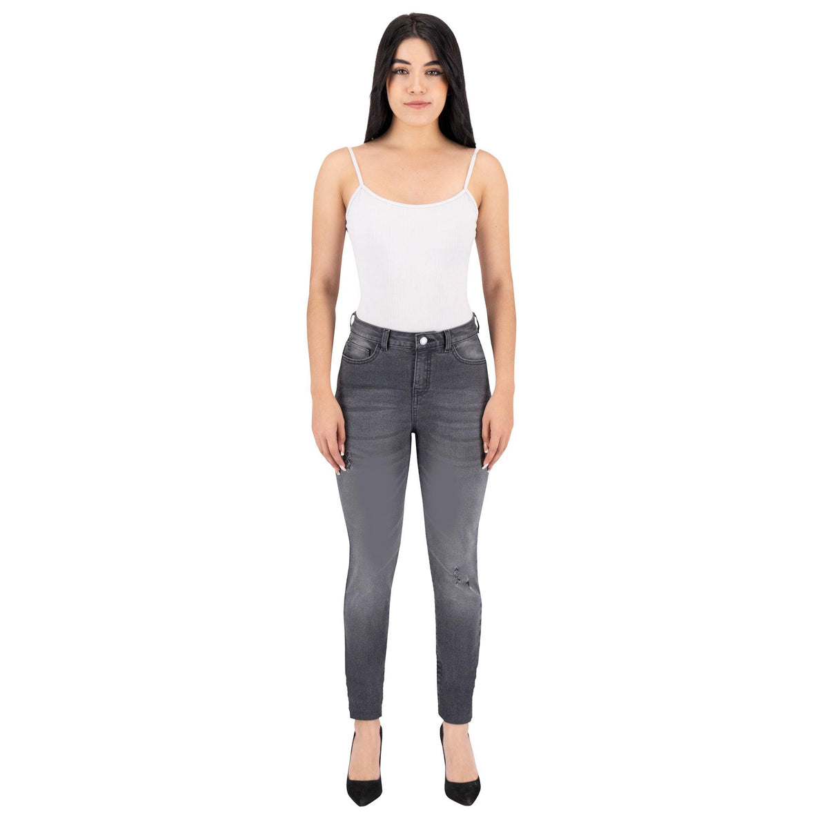 Jeans skinny Magic Pomp mujer gris - cintura