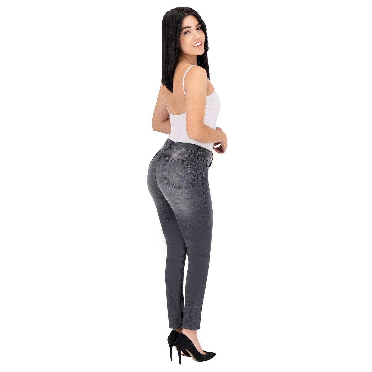 Jeans skinny Magic Pomp mujer gris - lateral
