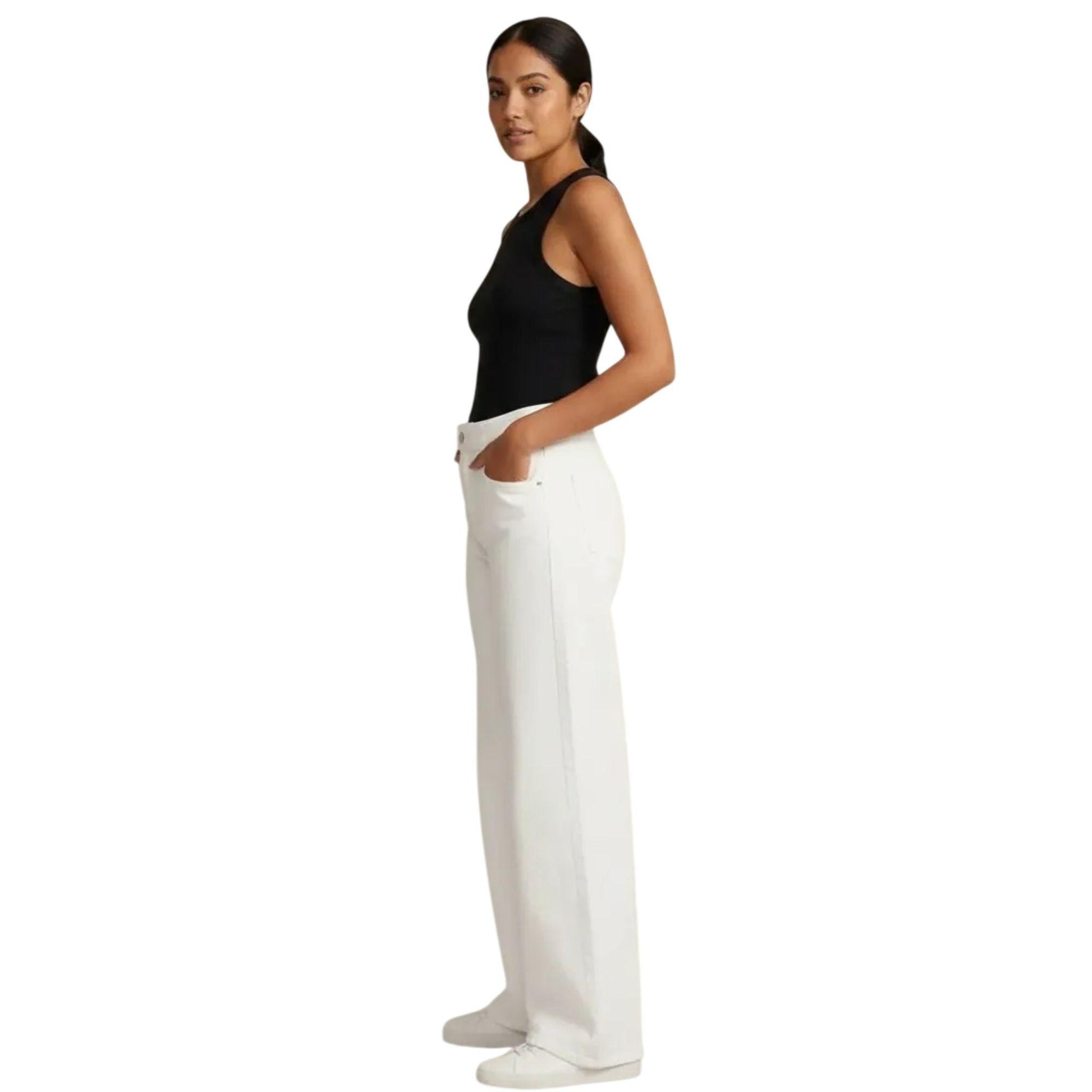 Pantalón pierna amplia mujer blanco - cintura
