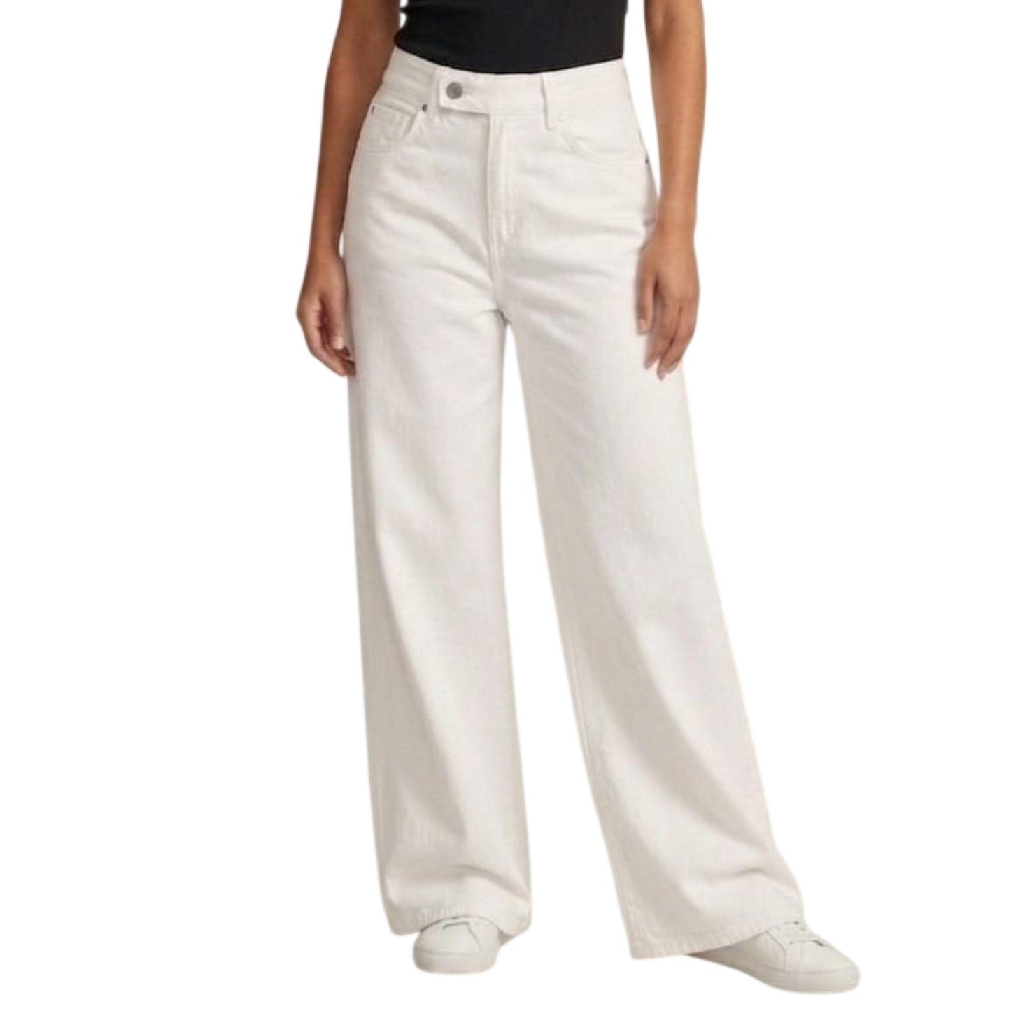 Pantalón pierna amplia mujer blanco - espalda