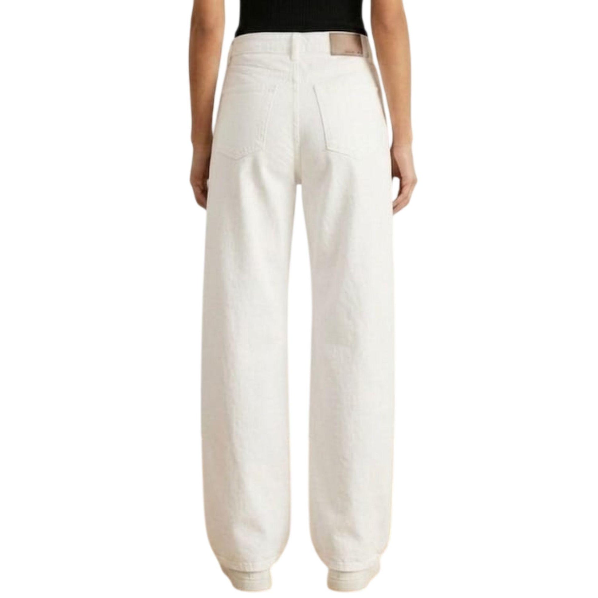 Pantalón pierna amplia mujer blanco - detalle