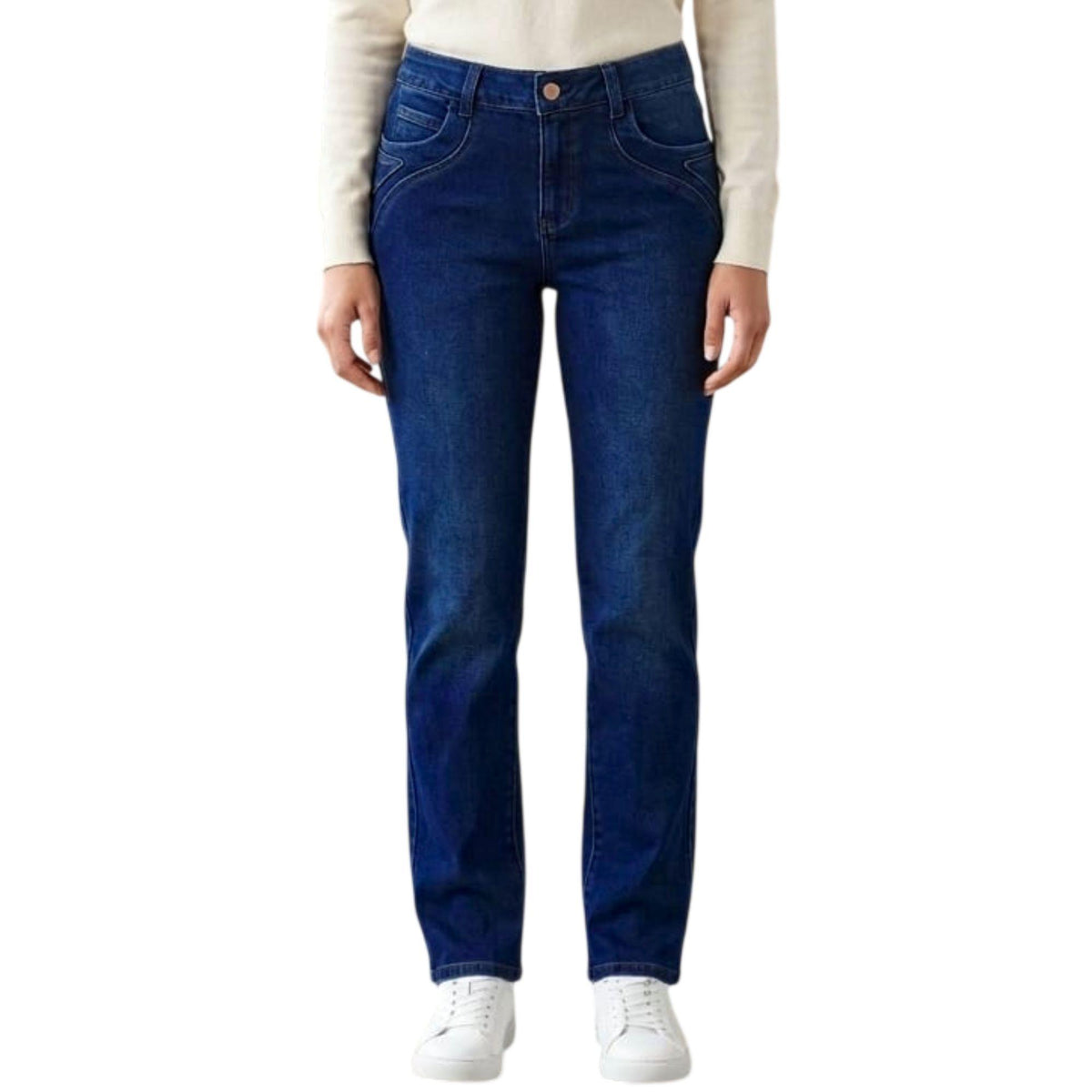 Jeans rectos Magic Pomp azul medio liso - espalda
