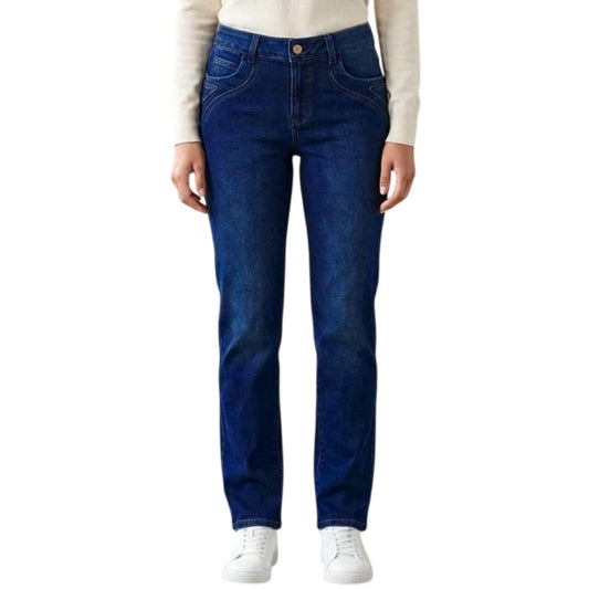 Jeans rectos Magic Pomp azul medio liso - espalda