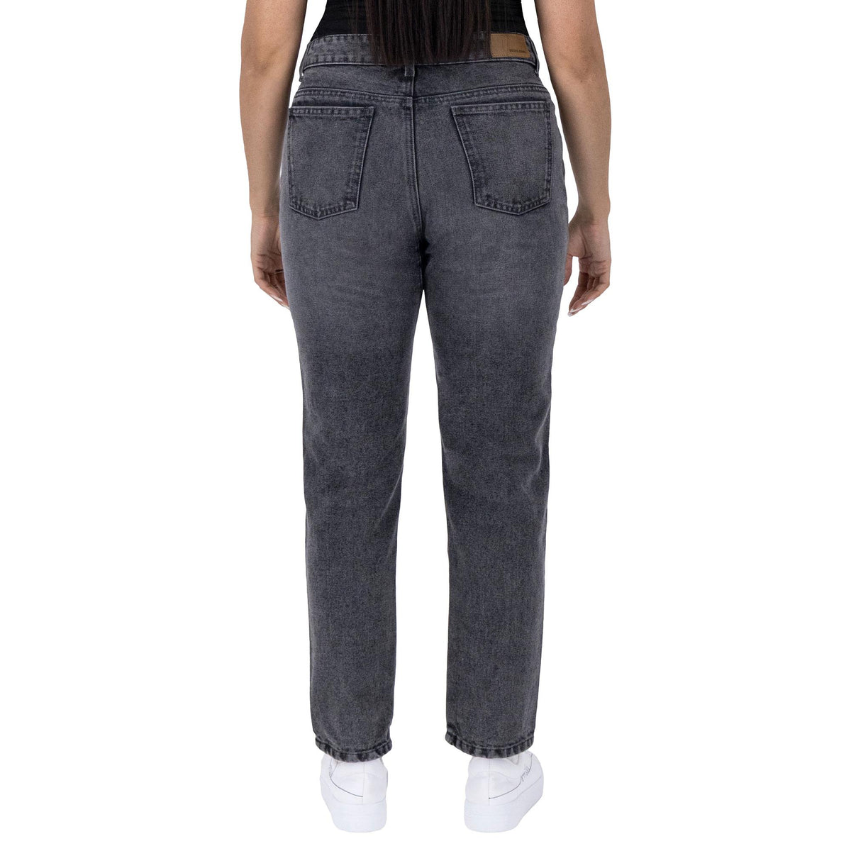 Jeans mom mujer gris - detalle