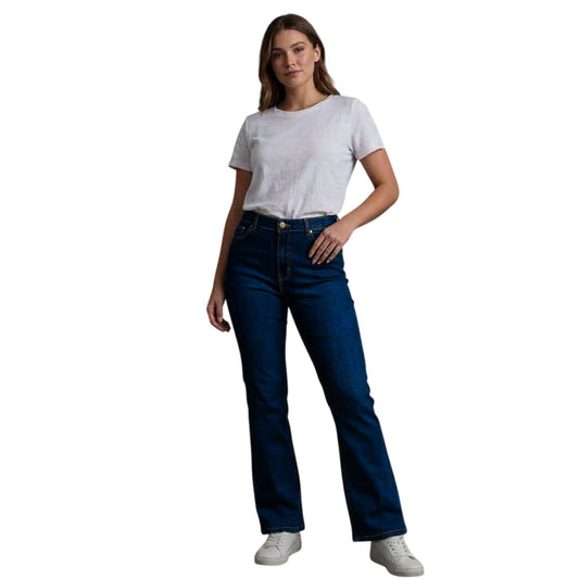 Jeans bootcut mujer azul - frente