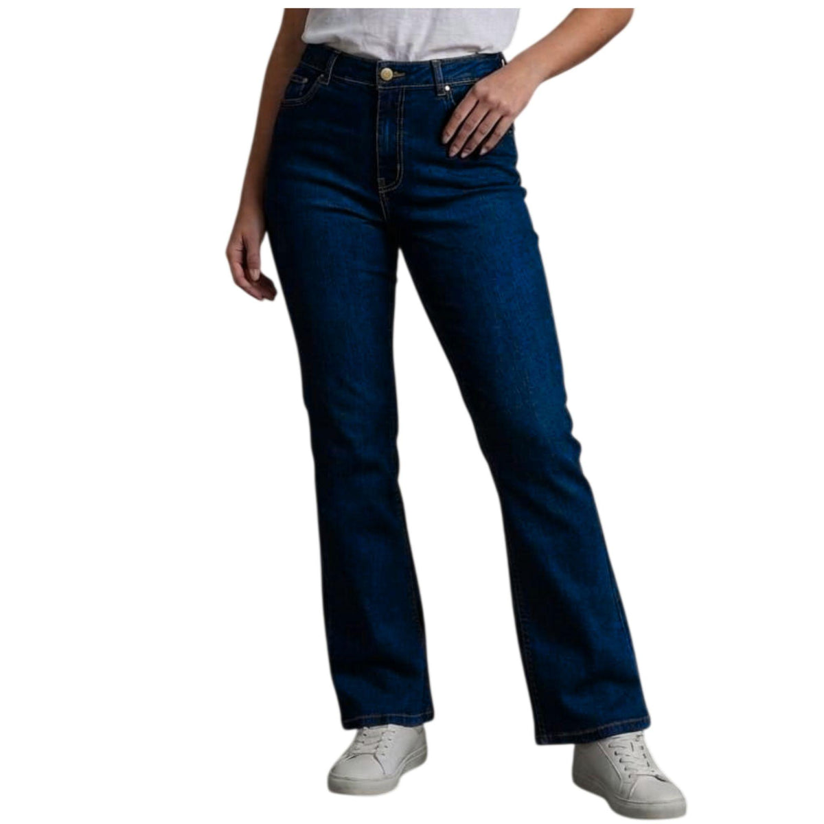 Jeans bootcut mujer azul - espalda
