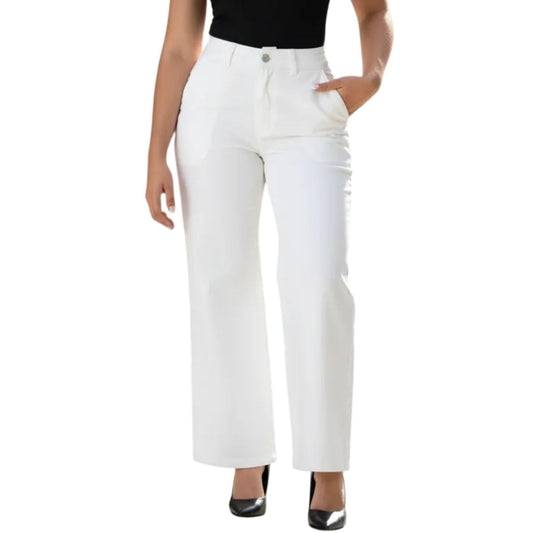 Pantalón chino mujer recto hueso - espalda