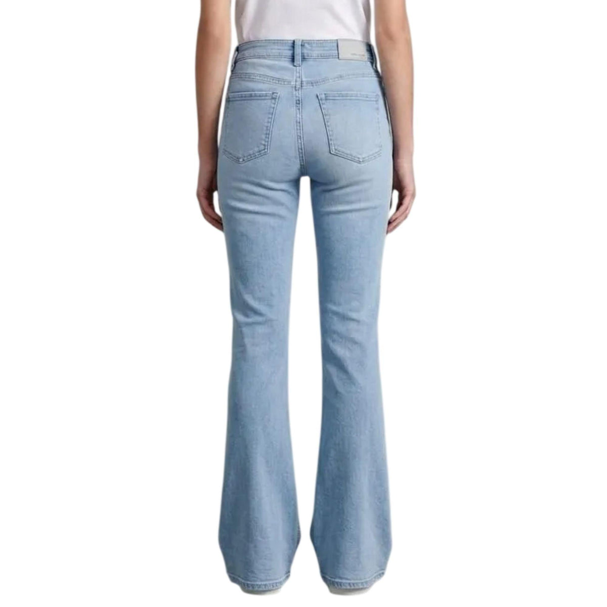Jeans acampanados mujer azul deslavado - lateral
