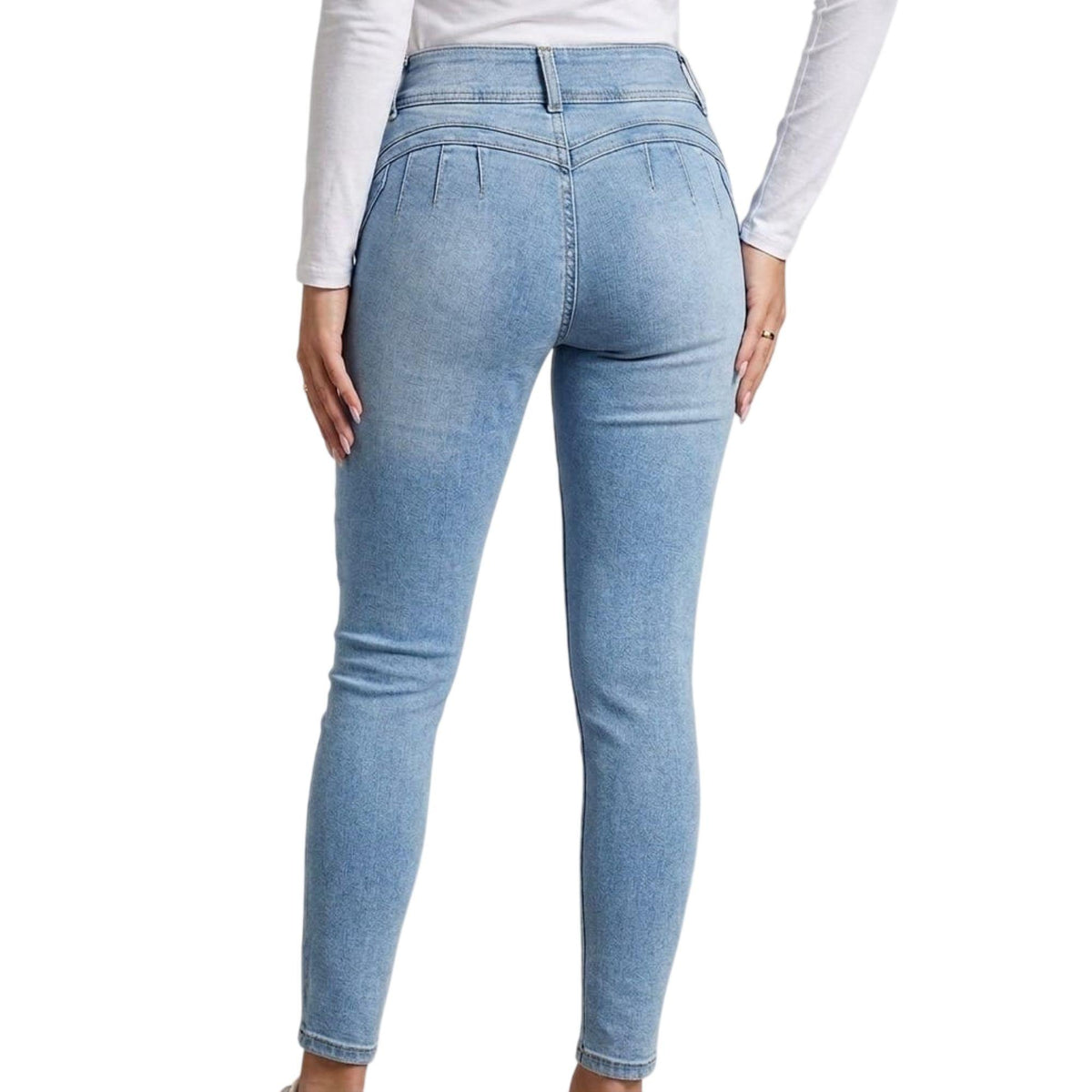 Jeans skinny Corazón mujer azul deslavado - detalle