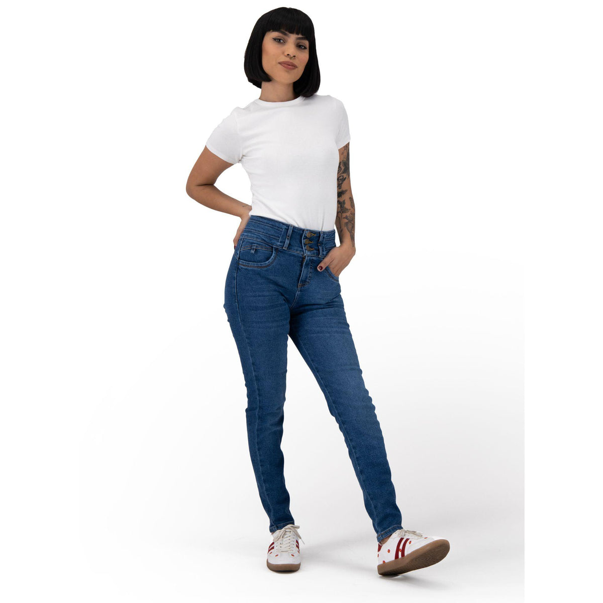 Jeans skinny Corazón mujer azul claro - cintura