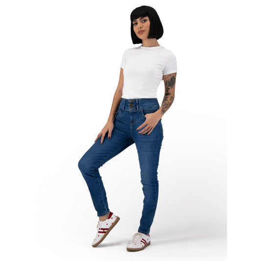 Jeans skinny Corazón mujer azul claro - frente