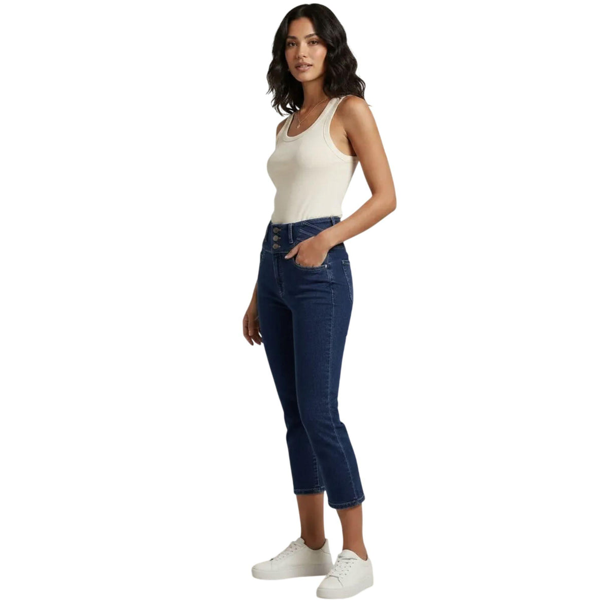 Pescador capri mujer azul - lateral