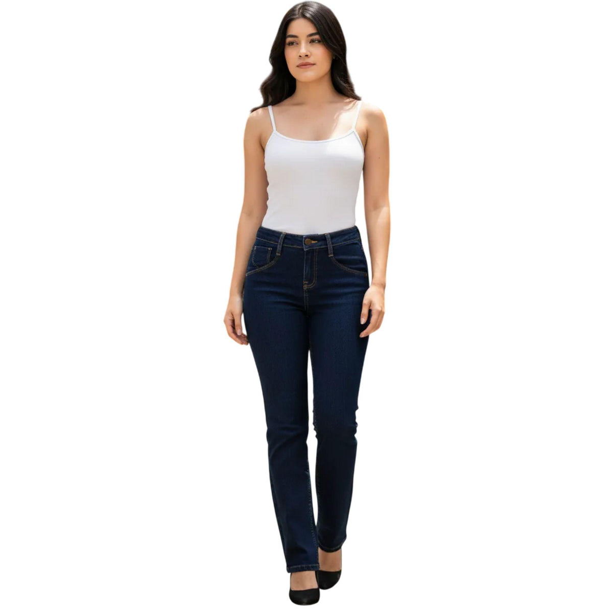 Jeans rectos Magic Pomp mujer azul - lateral