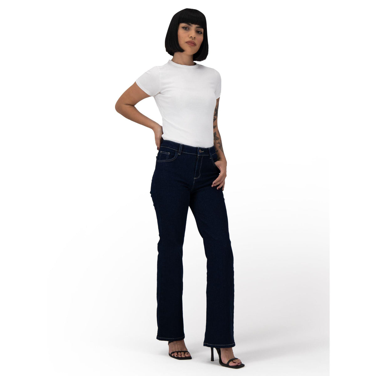 Jeans bootcut Magic Pomp mujer azul - lateral
