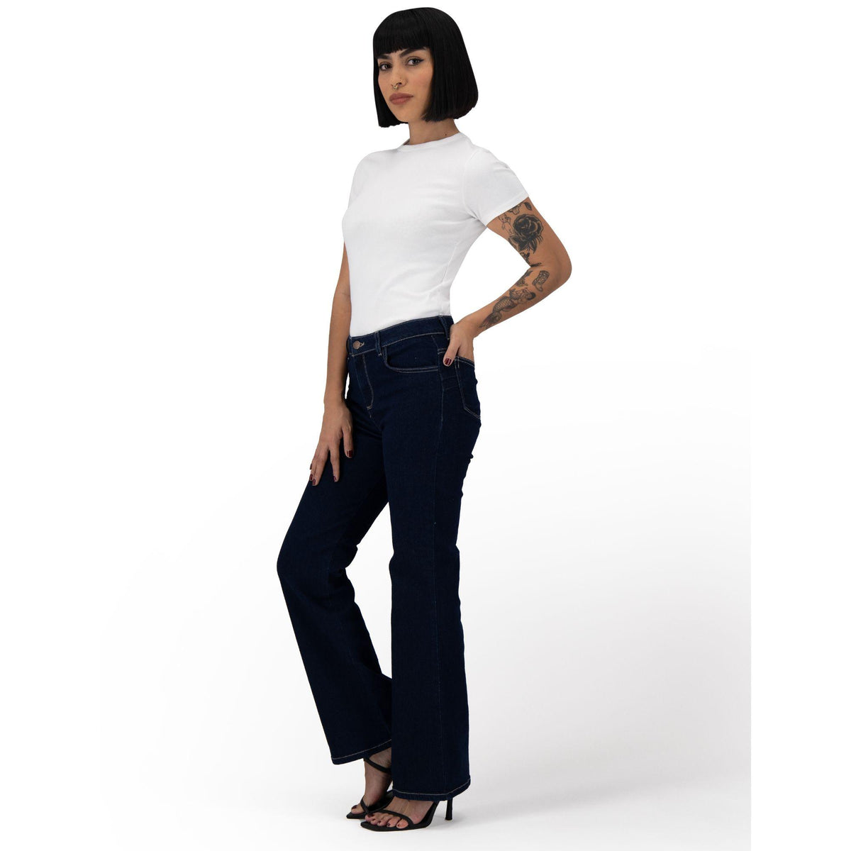 Jeans bootcut Magic Pomp mujer azul - cintura