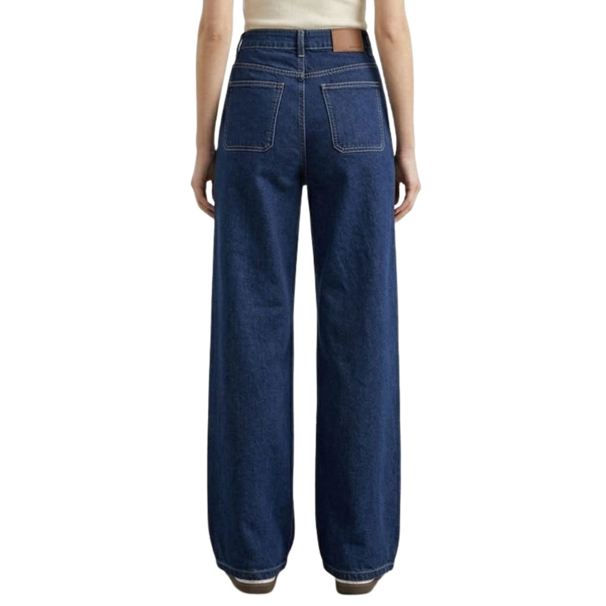 Jeans Pierna Amplia Mujer Azul Oscuro