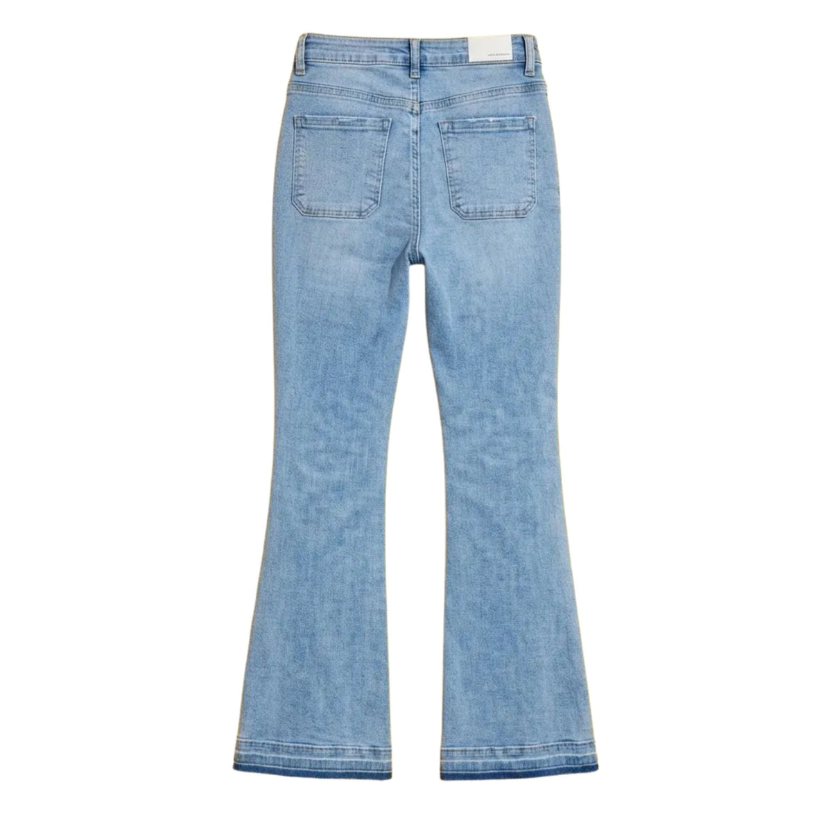 Jeans Flare Mujer Azul Deslavado con Desgaste