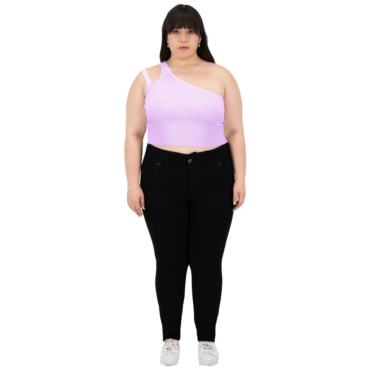 Jeans skinny Curvy Magic Pomp negro - frente