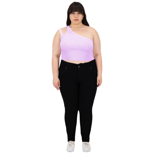 Jeans skinny Curvy Magic Pomp negro - frente