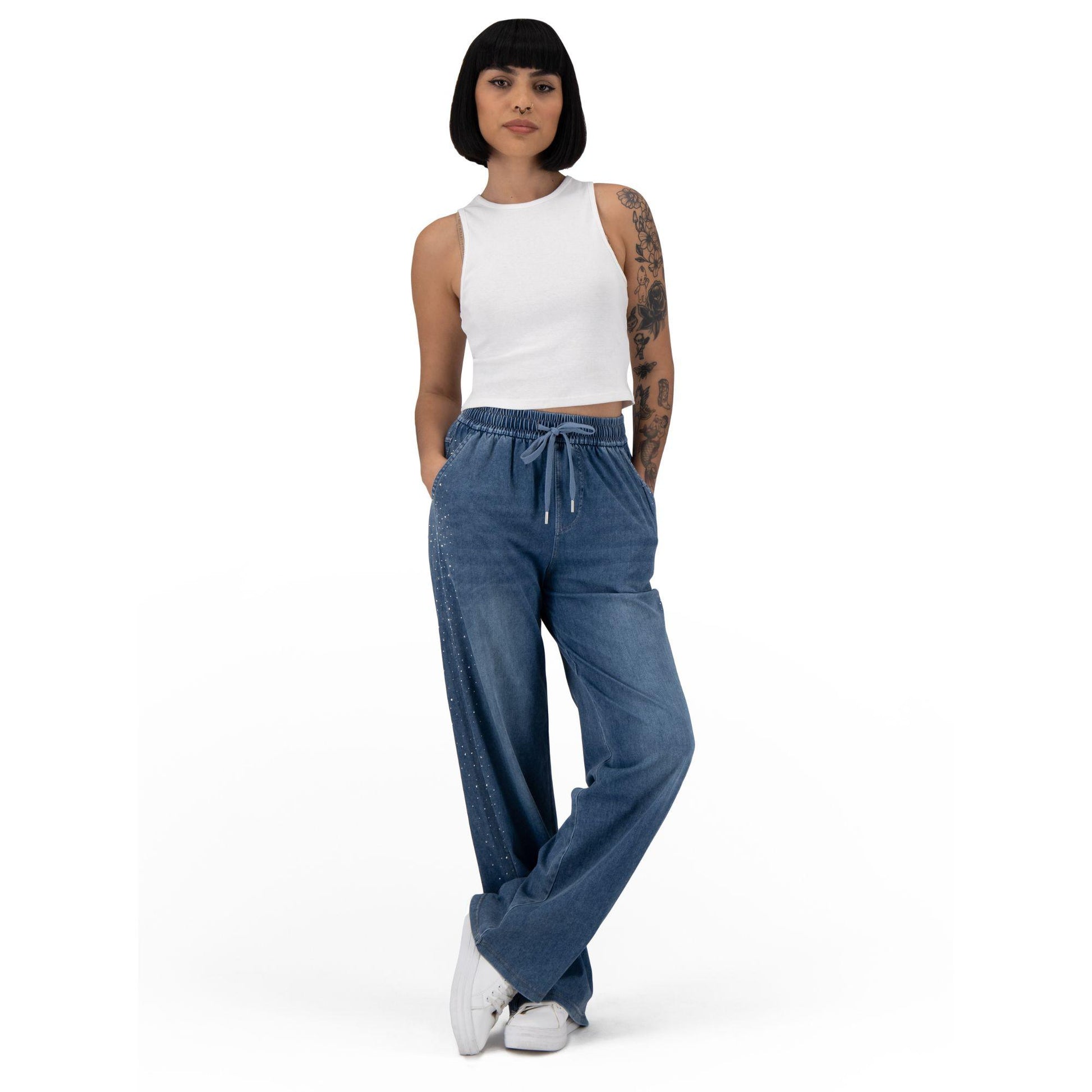 Pantal�n Pierna Amplia Mujer Mezclilla G83186 - Azul, 13 image